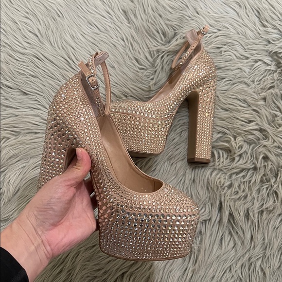 Steve Madden Sparkling Tan Platform Heels - Picture 3 of 5